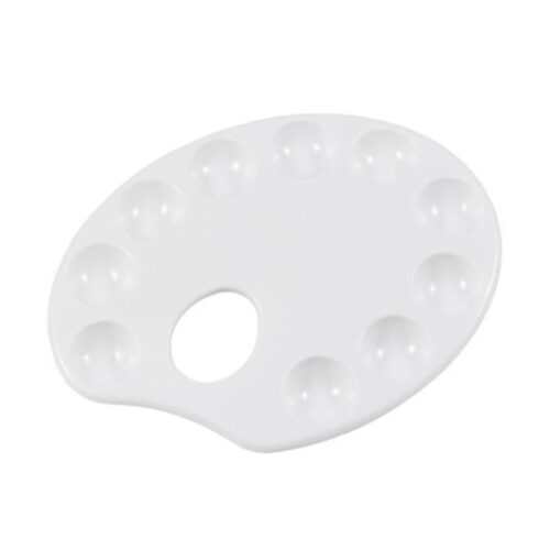 Jakar Palette, White Plastic, 23 X 17cm, 10 Well, Oval Shaped, With Thumb Hole, Hanging Pack
