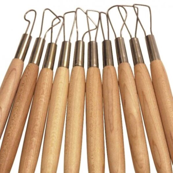 Item0-h9pSS6.jpg Jakar Modelling Tools, Wooden (6” / 15cm) A Set Of 10 Different Shapes With Stainless Steel Wire On Both Ends