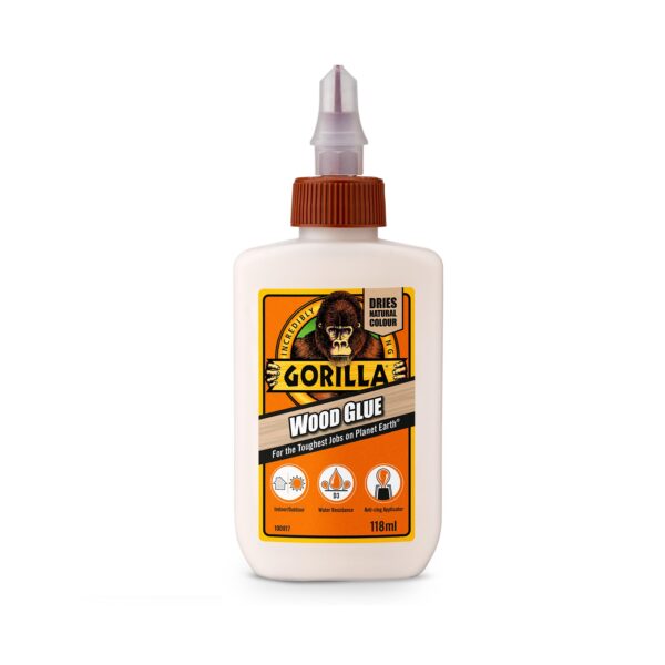 Item0-i9xIJM.jpg Gorilla Wood Glue 118ml – Strong Water-Resistant Adhesive for Wood Bonding