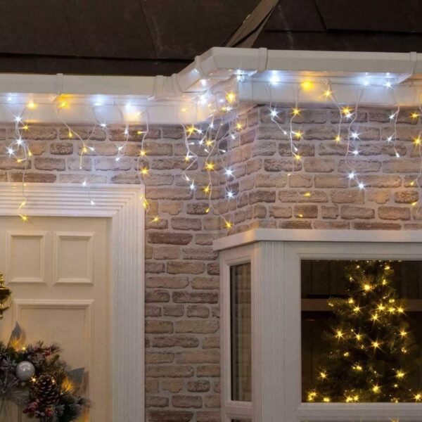 Item0-iwxJnd.jpg 200 LED Warm White & Cool White Icicle Lights (3.9m) – Battery Fairy Lights for Christmas, Weddings, and Home Decor