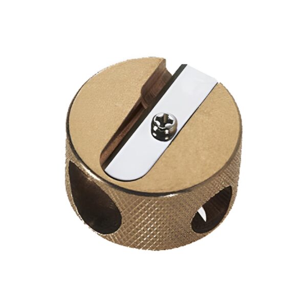 Item0-jeYU4g.jpg Möbius & Ruppert (M+R) Brass Round Double‑Hole Pencil Sharpener – German Precision for Standard & Jumbo Pencils