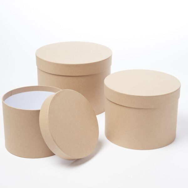 Item0-jhVZk4.jpg Oasis Round Kraft Brown Hat Boxes Set of 3 – Strong, Waterproof & Recyclable for Floristry Art & Crafts