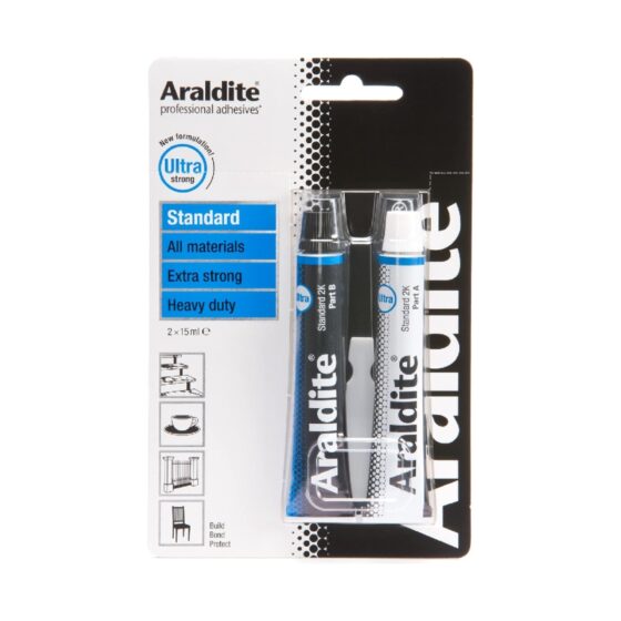 Araldite Standard Epoxy Adhesive 24ml Syringe (2 Packs) – Instant, Heavy-Duty, Durable Adhesive for Strong Bonds
