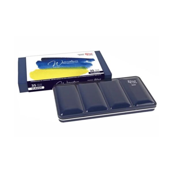 Rosa Gallery Classic Watercolour Paints - 35 Assorted Full Pans in Blue Metal Case 1 Rosa Gallery Classic Watercolour Paints – 35 Assorted Full Pans in Blue Metal Case