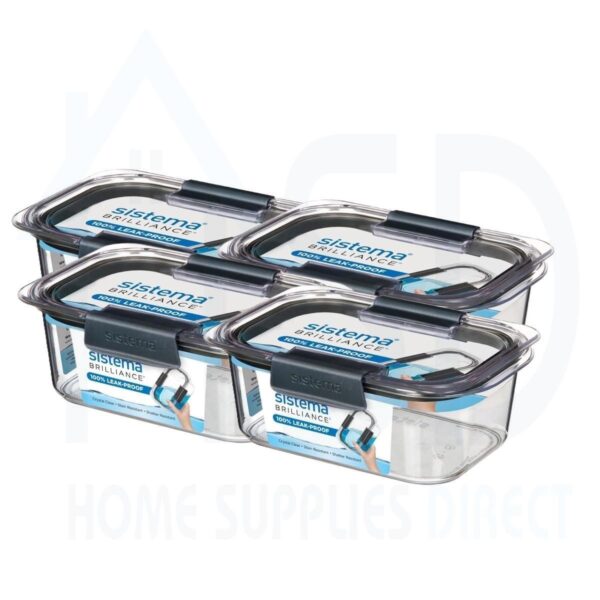 Item0-ky3bzq.jpg Sistema Brilliance (4 Packs) Medium Rectangle 920ml Container with Lid | BPA-Free Plastic