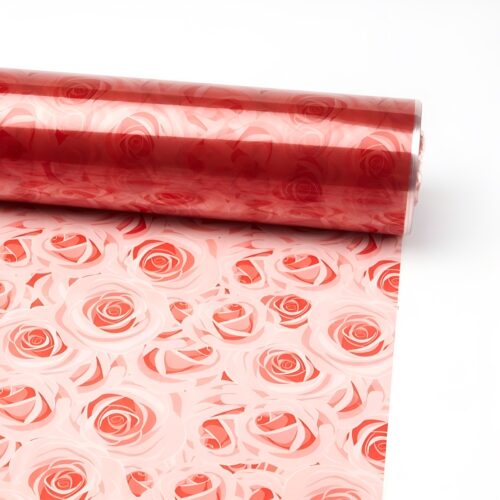 Oasis 40 Micron (80cm x 1M) Abundance of Red Roses Folded Cellophane Wrap – Versatile & Recyclable