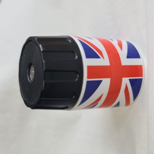 Item0-r2ASJH.jpg Jakar Single Hole Plastic Pencil Sharpener – Union Jack Printed Cylinder Bin (5030), Compact Design with Removable Bottom, Collects Shavings, Ideal for Artists, Designers & Students