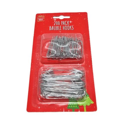 Silver Bauble Hooks – 200 Pack in 2 Sizes for Christmas Tree Decorations