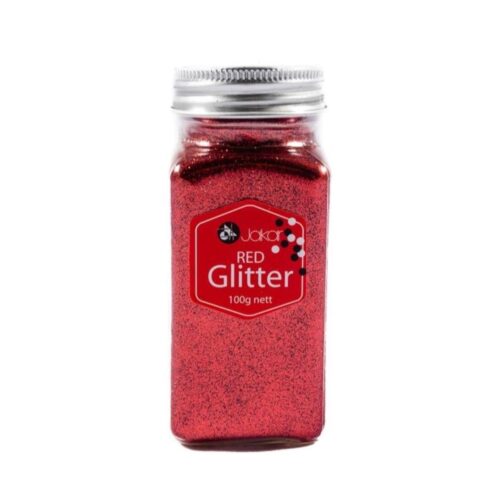 Jakar Glitter Fine, Red, 100G Square Jar