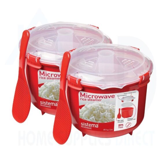 Sistema Microwave (2 Packs) Round Rice Steamer – 2.6L | BPA-Free Plastic