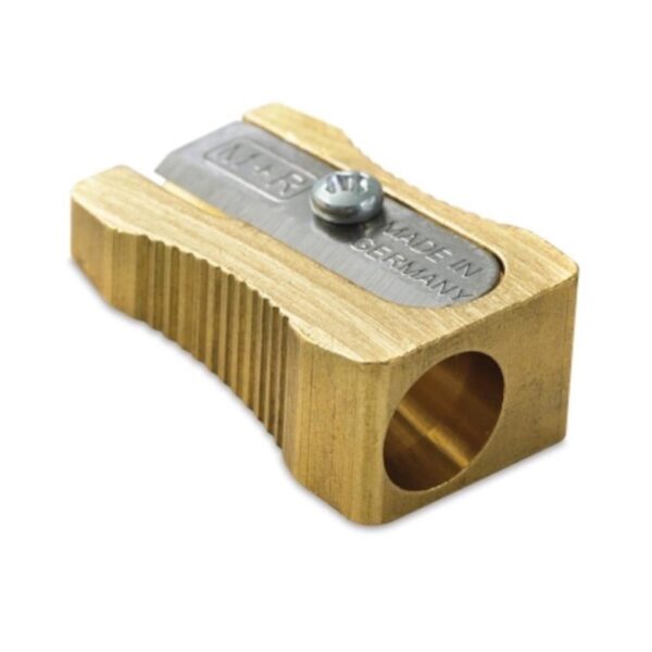 Item0-t7aVEm.jpg Möbius & Ruppert (M+R) Brass Wedge Single-Hole Pencil Sharpener – Precision German Craftsmanship