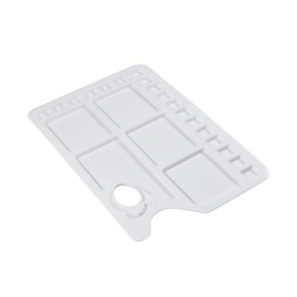 Jakar White Plastic Rectangular Palette – 34 x 23.5 x 1cm (6606) with 23 Wells & Thumb Hole for Easy Mixing