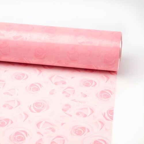Oasis 40 Micron (80cm x 1M) Abundance of Pink Roses Folded Cellophane Wrap – Versatile & Recyclable