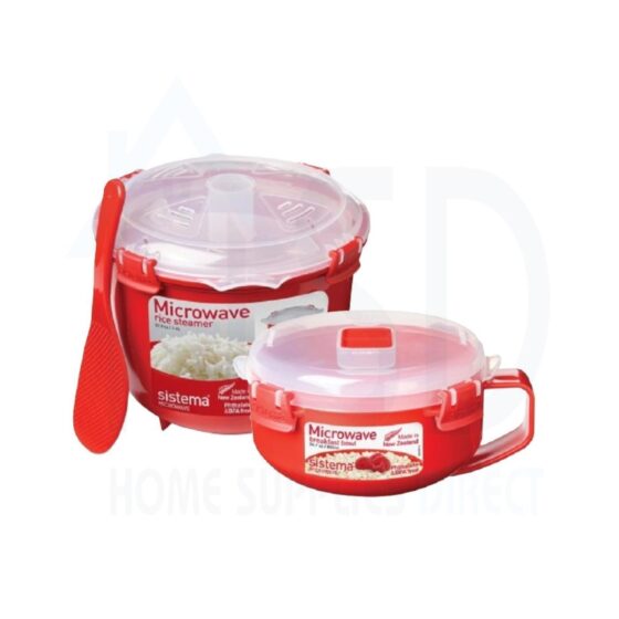 Sistema 2.6L Rice Steamer + 850ml Round Breakfast Bowl | BPA-Free Microwave Set