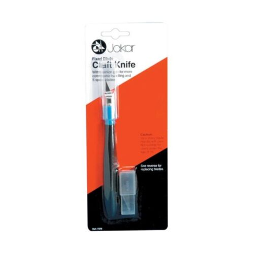 Jakar Cutting Knife With Cushion Grip Handle, With 5 Spare Blades (Spare Blade Ref 7344-B) Hanging Pack