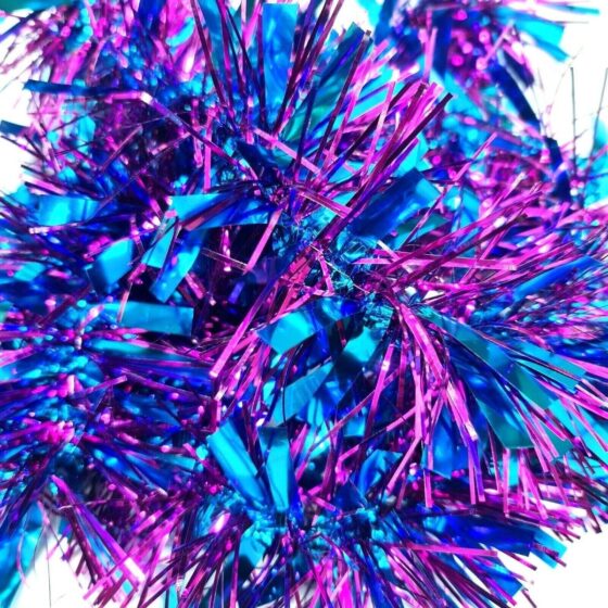 Chunky Aqua Blue Silver Tinsel Garland – Perfect for Christmas & Party Decorations