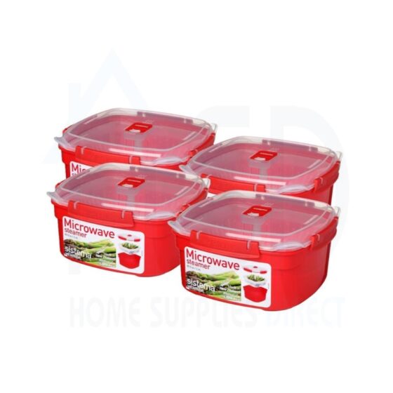 Sistema Microwave (4 Packs) Medium Steamer Container – 2.4L | BPA-Free Plastic