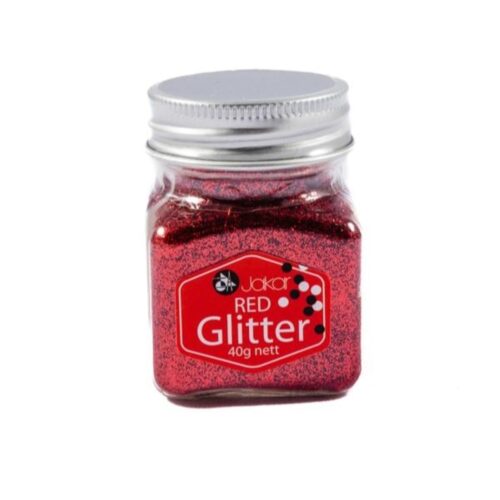 Jakar Glitter Fine, Red, 40G Square Jar