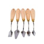 Jakar Palette Knives, Tempered Steel (5 Assorted Shapes Per Bag) Birchwood Handle And Brass Sleeveshorter
