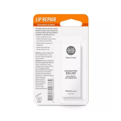 O'Keeffe's Lip Repair Unscented Lip Balm 4.2g – Intensive Moisturizer for Dry, Cracked Lips 7 O’Keeffe’s Lip Repair Unscented Lip Balm 4.2g – Intensive Moisturizer for Dry, Cracked Lips
