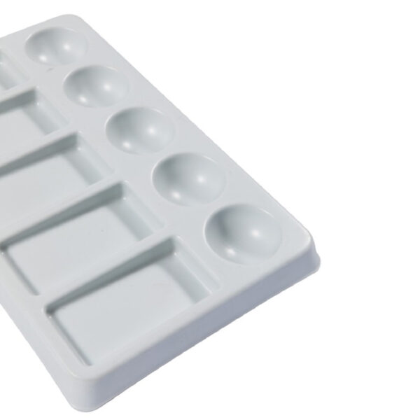 Jakar White Plastic Rectangular Palette - 19.5 x 12 x 1.5cm (6604) with 10 Wells (5 Oblong & 5 Round) for Painting & Mixing 1 Jakar White Plastic Rectangular Palette – 19.5 x 12 x 1.5cm (6604) with 10 Wells (5 Oblong & 5 Round) for Painting & Mixing