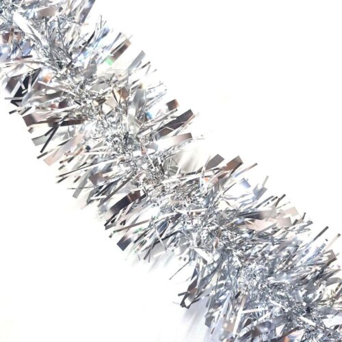 Chunky Aqua Silver Tinsel Garland – Perfect for Christmas & Party Decorations