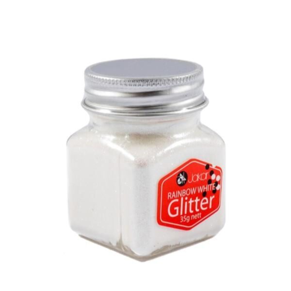 Jakar Glitter Fine, Rainbow White, 35G Square Jar 1 Jakar Glitter Fine, Rainbow White, 35G Square Jar