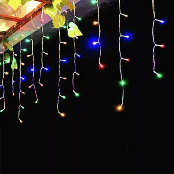 200 LED Multicolour Icicle Lights (3.9m) – Battery Fairy Lights for Christmas, Weddings, and Home Decor