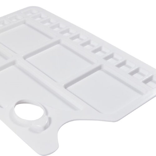 Jakar White Plastic Rectangular Palette – 34 x 23.5 x 1cm (6606) with 23 Wells & Thumb Hole for Easy Mixing