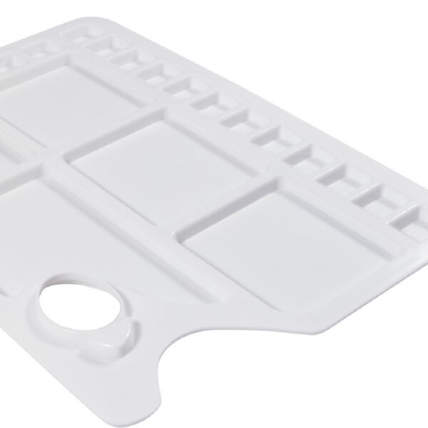 Jakar White Plastic Rectangular Palette – 34 x 23.5 x 1cm (6606) with 23 Wells & Thumb Hole for Easy Mixing