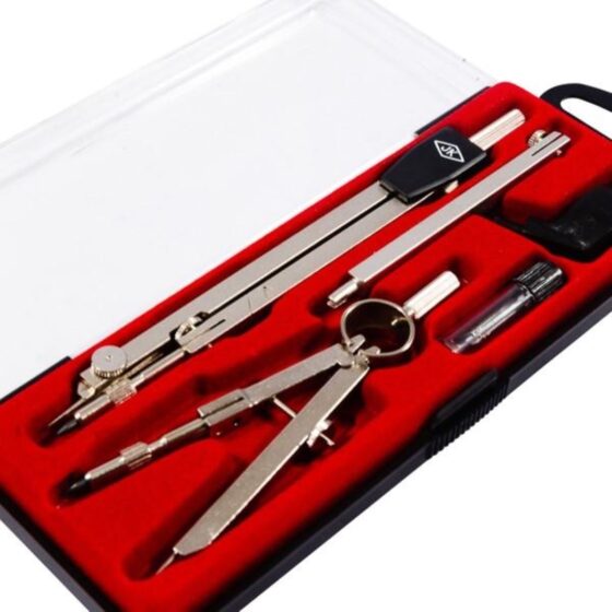 Jakar Student Drawing Set 6-Piece – Geometry Kit with Compass, Extension Arm, Spring Bow, Pen Adaptor & Spare Leads (1048)