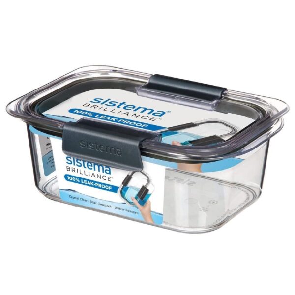 Sistema Brilliance (4 Packs) Medium Rectangle 920ml Container with Lid | BPA-Free Plastic 1 Sistema Brilliance (4 Packs) Medium Rectangle 920ml Container with Lid | BPA-Free Plastic
