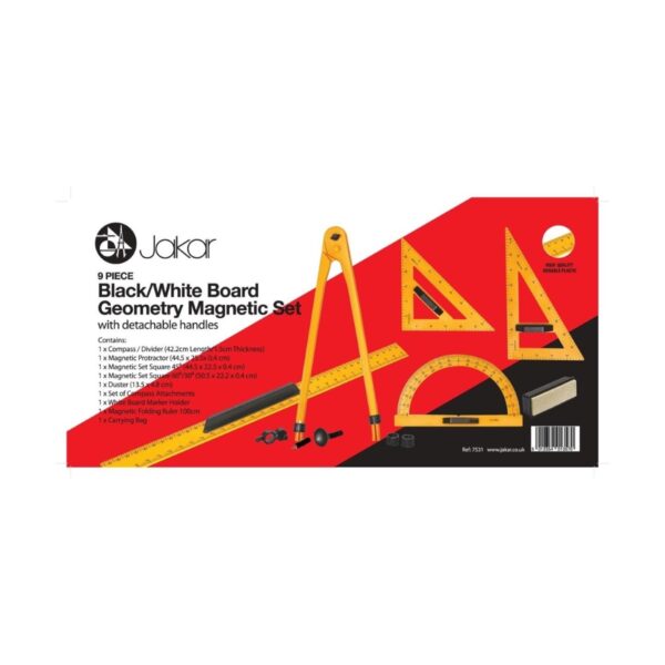 Jakar Black/White Board Magnetic Geometry Set - 9 Pieces for Classroom Math & Teaching Use (7531) 1 Jakar Black/White Board Magnetic Geometry Set – 9 Pieces for Classroom Math & Teaching Use (7531)