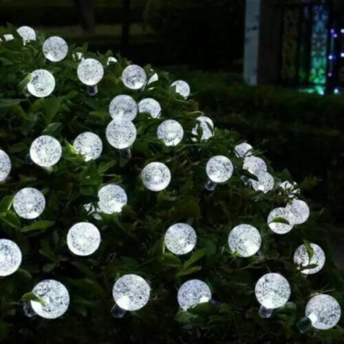 50 LED White Crystal Ball Lights (10m) - Solar Power Lights for Christmas, Weddings, and Home Decor 5 30 LED White Crystal Ball Lights (8m) – Solar Power Lights for Christmas, Weddings, and Home Decor