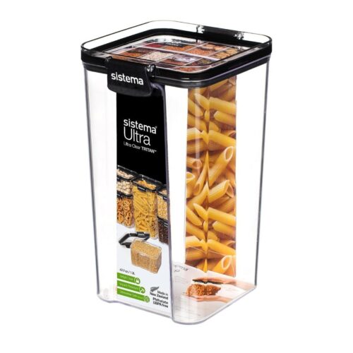 Sistema Ultra Square 1.3L Food Container (4 Pack) – BPA-Free Plastic for Safe & Durable Food Storage