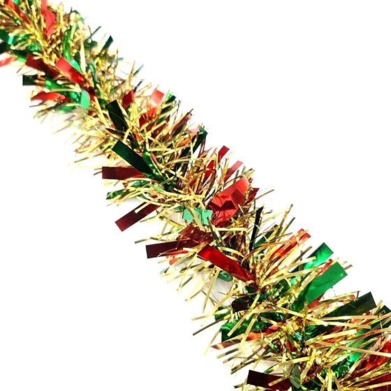 Chunky Red Green Tinsel Garland – Perfect for Christmas & Party Decorations