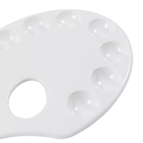 Jakar White Plastic Palette - Oval 23x17cm (6601) with 10 Wells & Thumb Hole, Hanging Pack for Painting 3 Jakar White Plastic Palette – Oval 23x17cm (6601) with 10 Wells & Thumb Hole, Hanging Pack for Painting