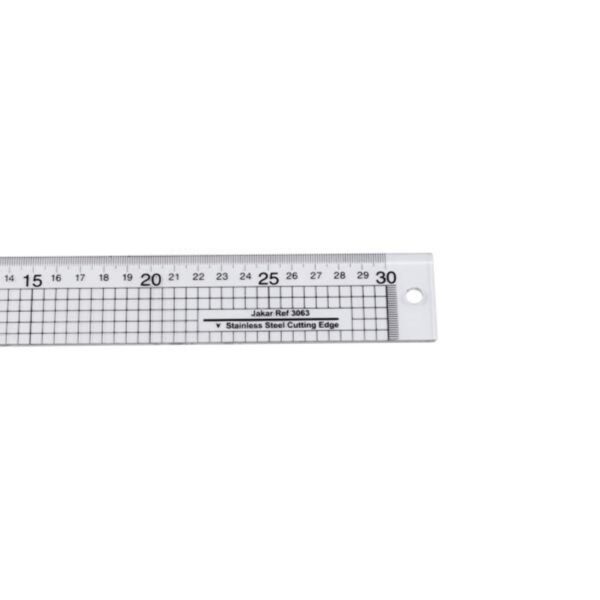 Jakar Acrylic Ruler with Stainless Steel Edge - 30cm Clear Durable Cutting Ruler with cm/mm Markings for Precision Craft, Design & Technical Drawing (3063) 1 Jakar Acrylic Ruler with Stainless Steel Edge – 30cm Clear Durable Cutting Ruler with cm/mm Markings for Precision Craft, Design & Technical Drawing (3063)