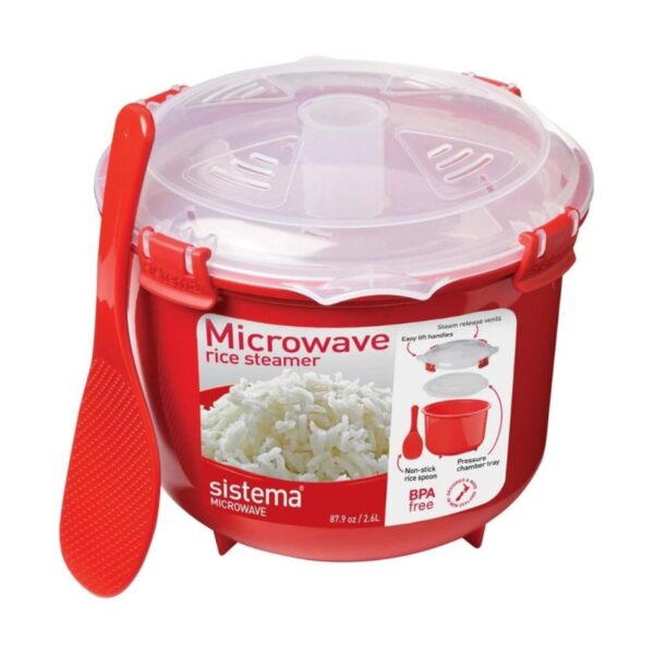 Sistema Microwave (2 Packs) Round Rice Steamer - 2.6L | BPA-Free Plastic 1 Sistema Microwave (2 Packs) Round Rice Steamer – 2.6L | BPA-Free Plastic