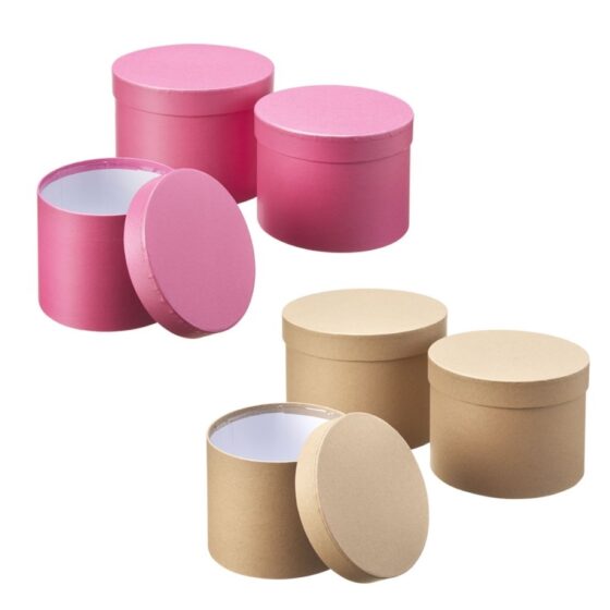 Oasis Round Strong Pink Hat Boxes Set of 3 – Strong, Waterproof & Recyclable for Floristry Art & Crafts
