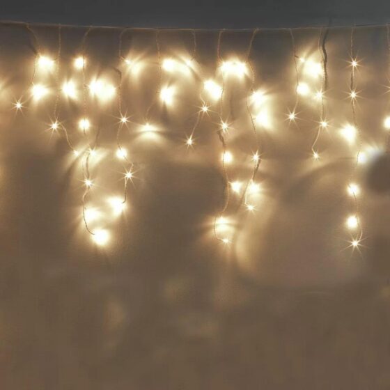 200 LED Warm White Icicle Lights (3.9m) – Battery Fairy Lights for Christmas, Weddings, and Home Decor