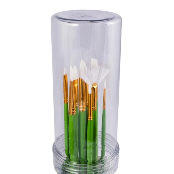 Jakar Synthetic Brush Set - 10-Piece Long Handle Assorted Shapes for Acrylic & Oil Painting with Storage Tube (6441) 1 Jakar Synthetic Brush Set – 10-Piece Long Handle Assorted Shapes for Acrylic & Oil Painting with Storage Tube (6441)