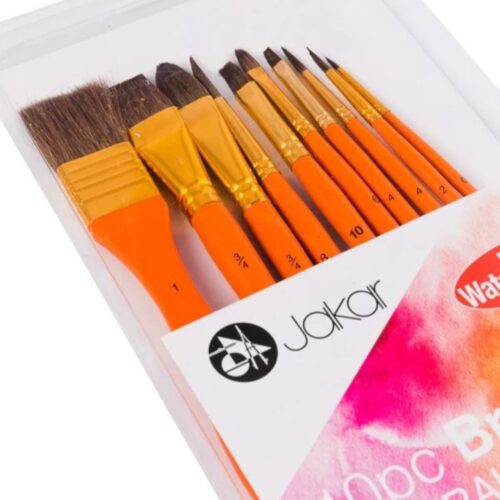 Jakar Watercolour Natural Pony Hair Brush Set - 10-Piece Set for Watercolour Painting, Includes Filbert, Round, Flat, Shader, Liner, and Fan Brushes (6438) 4 Jakar Watercolour Natural Pony Hair Brush Set – 10-Piece Set for Watercolour Painting, Includes Filbert, Round, Flat, Shader, Liner, and Fan Brushes (6438)