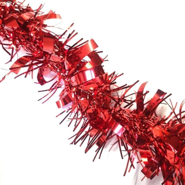 Chunky Red Tinsel Garland - Perfect for Christmas & Party Decorations 1 Chunky Red Tinsel Garland – Perfect for Christmas & Party Decorations