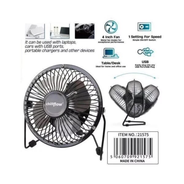 4" USB Mini Fan - Black – Ultra-Quiet and Adjustable Personal Fan for Home, Office, and Travel Use 1 4″ USB Mini Fan – Black – Ultra-Quiet and Adjustable Personal Fan for Home, Office, and Travel Use