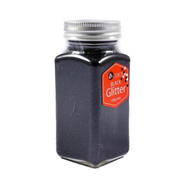 Jakar Black Fine Glitter - 100g Non-Toxic Craft Glitter for Arts, Crafts & Decorations () 1 Jakar Glitter Fine, Black, 100G Square Jar