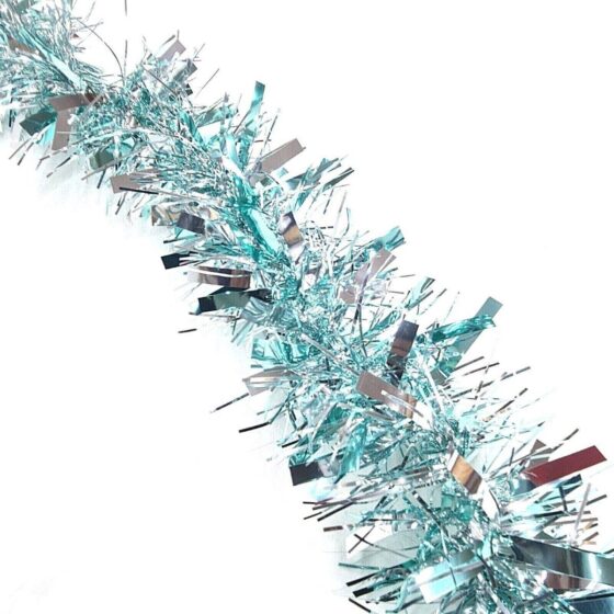 Chunky Ice Blue Silver Tinsel Garland – Perfect for Christmas & Party Decorations