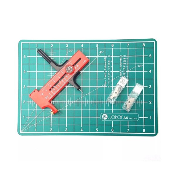akar A5 Cutting Mat & Circle Cutter Set – Includes Spare Blades for Accurate Craft Cutting
