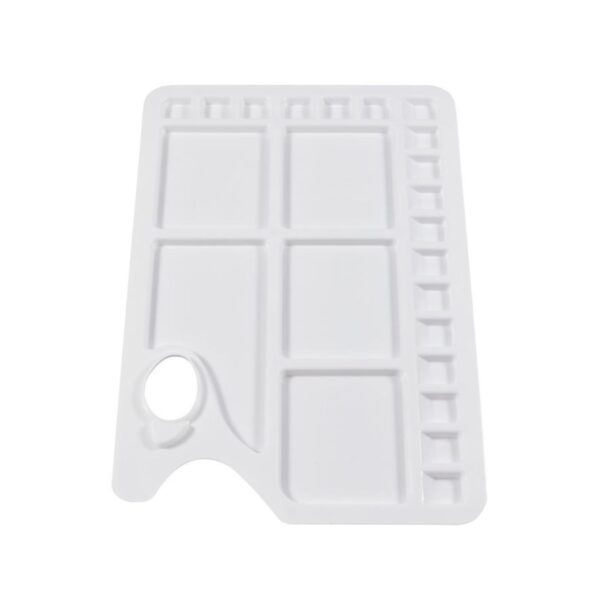 Jakar White Plastic Rectangular Palette – 34 x 23.5 x 1cm (6606) with 23 Wells & Thumb Hole for Easy Mixing