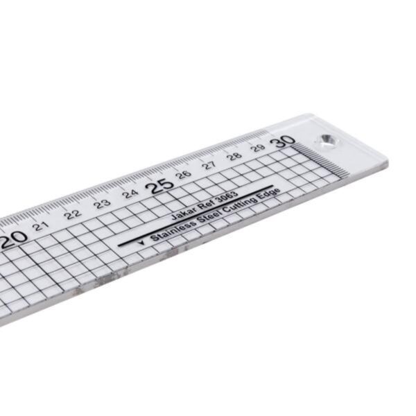 Jakar Acrylic Ruler with Stainless Steel Edge - 30cm Clear Durable Cutting Ruler with cm/mm Markings for Precision Craft, Design & Technical Drawing (3063) 2 Jakar Acrylic Ruler with Stainless Steel Edge – 30cm Clear Durable Cutting Ruler with cm/mm Markings for Precision Craft, Design & Technical Drawing (3063)